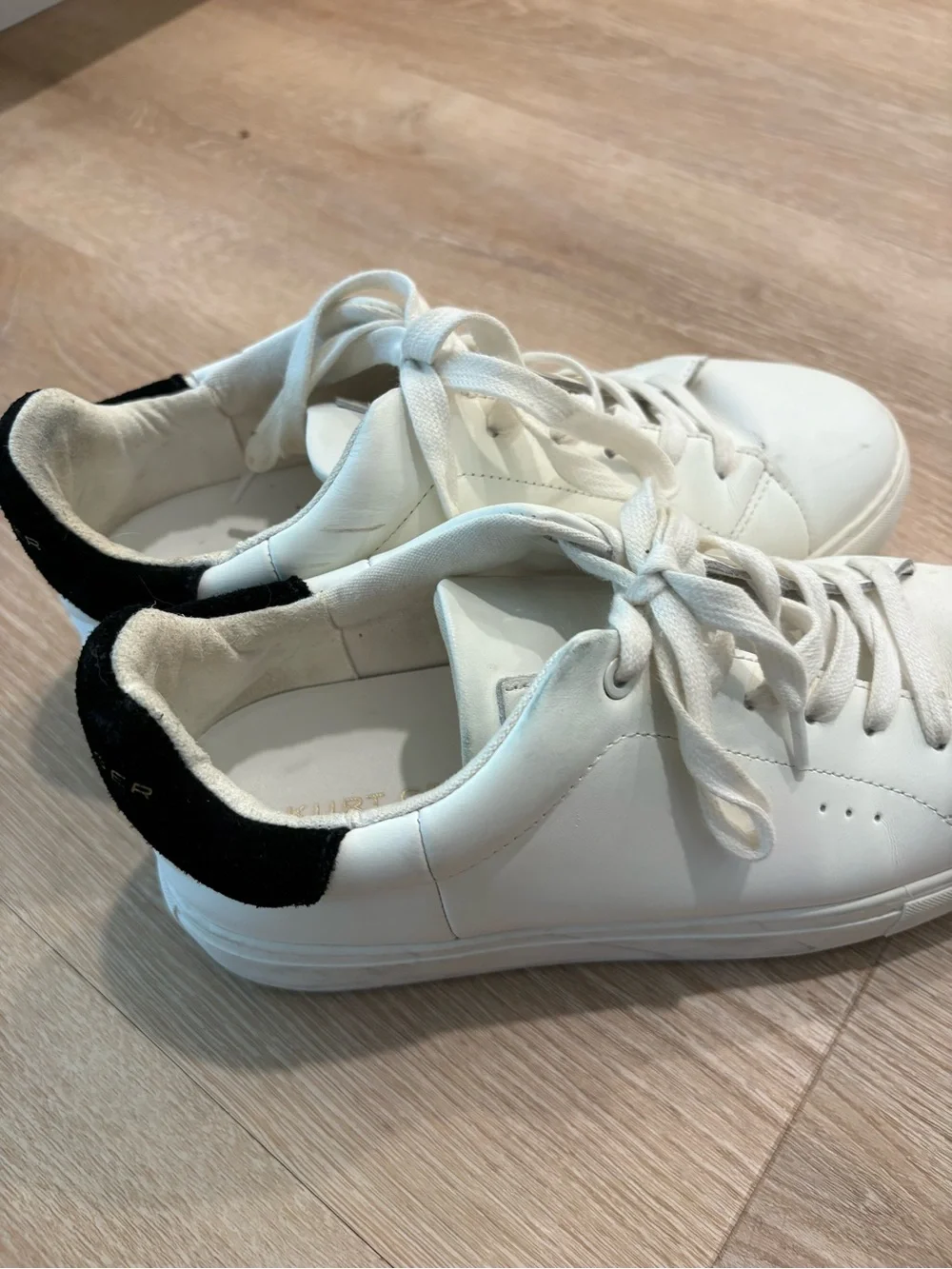 Kurt Geiger White Leather Lace-Up Sneakers with Black Heel